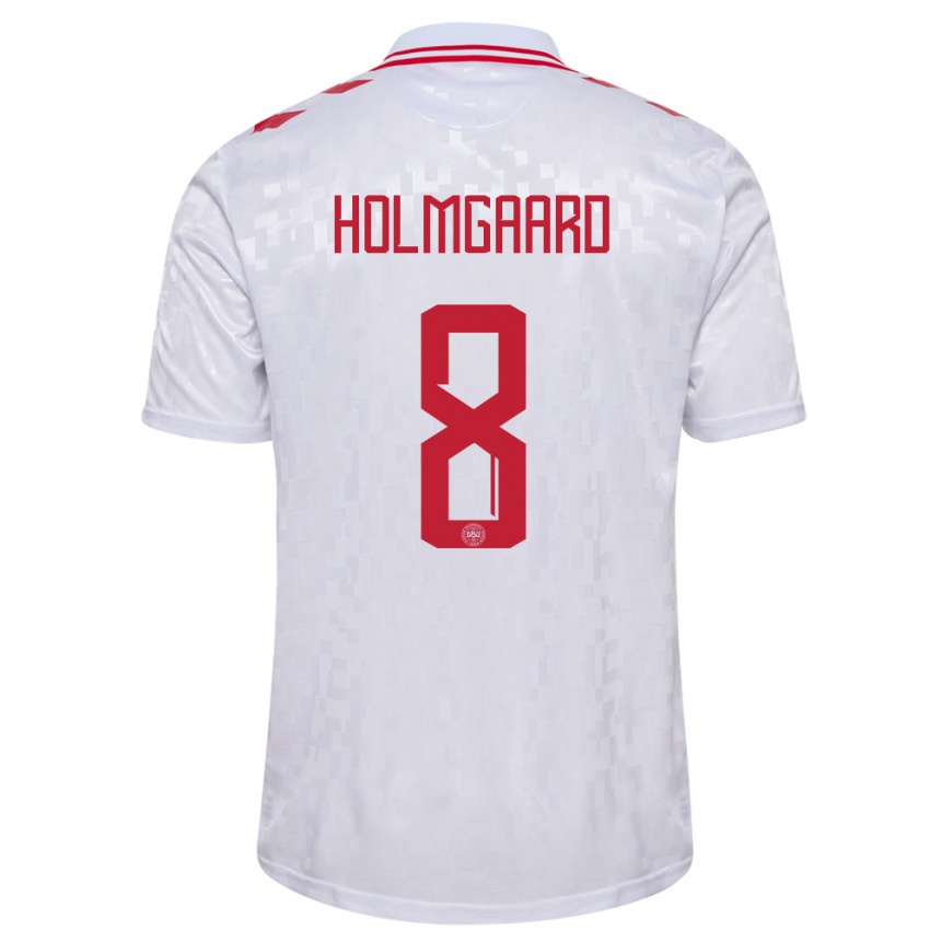 Mujer Fútbol Camiseta Dinamarca Sara Holmgaard #8 Blanco 2ª Equipación 24-26