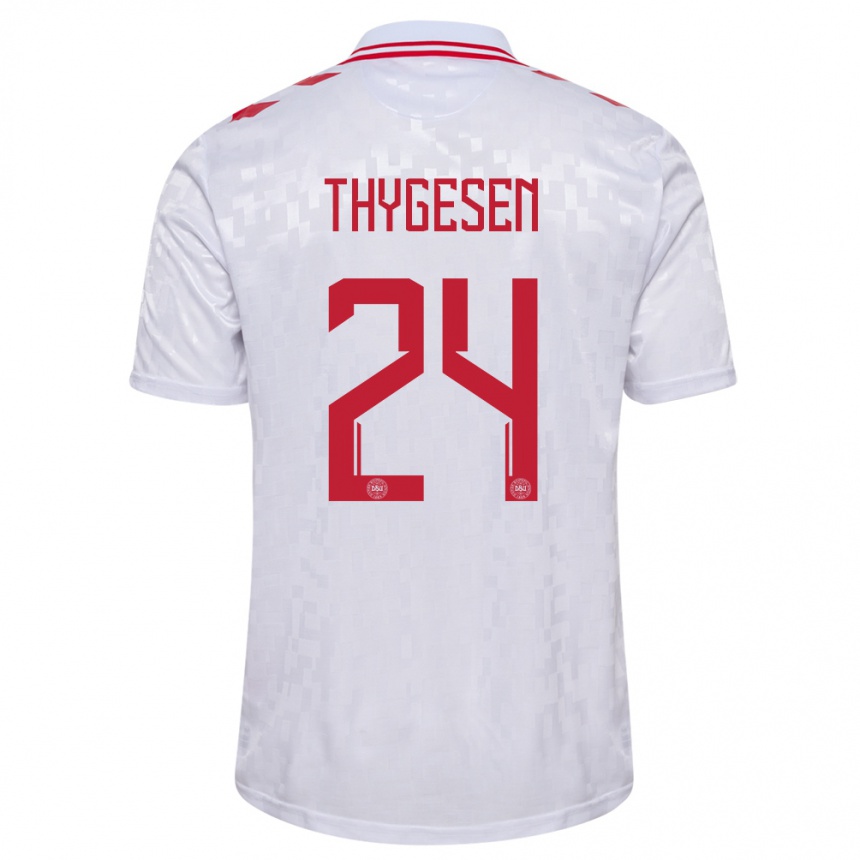 Mujer Fútbol Camiseta Dinamarca Sarah Thygesen #24 Blanco 2ª Equipación 24-26