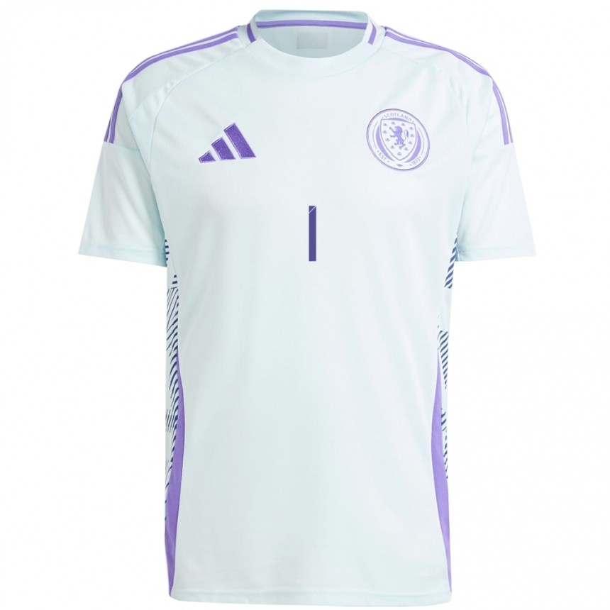 Mujer Fútbol Camiseta Escocia Lee Gibson #1 Azul Menta Claro 2ª Equipación 24-26