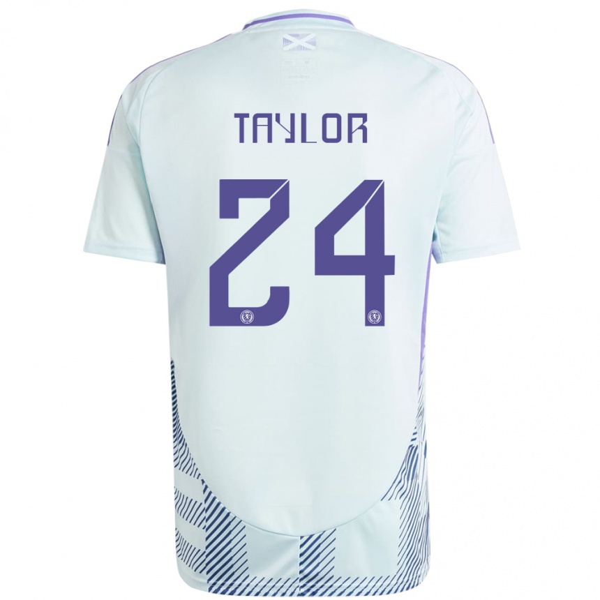 Mujer Fútbol Camiseta Escocia Greg Taylor #24 Azul Menta Claro 2ª Equipación 24-26