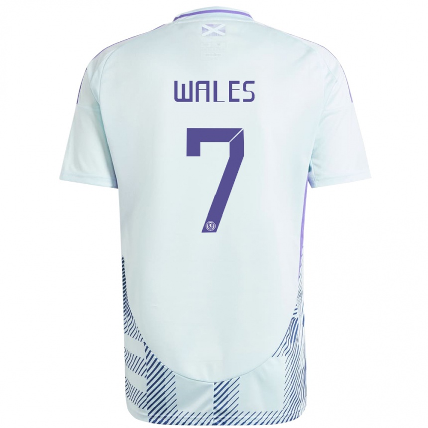 Mujer Fútbol Camiseta Escocia Bobby Wales #7 Azul Menta Claro 2ª Equipación 24-26