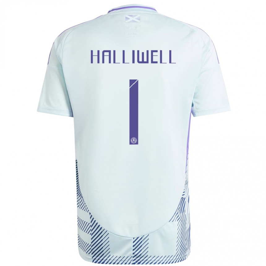 Mujer Fútbol Camiseta Escocia Alfie Halliwell #1 Azul Menta Claro 2ª Equipación 24-26