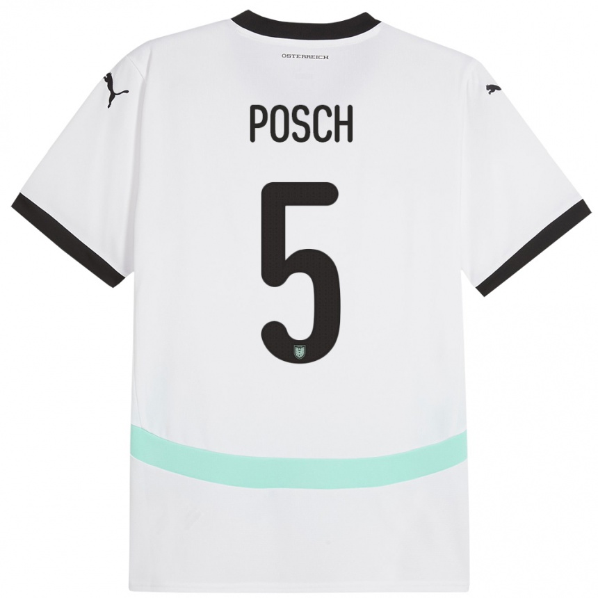 Mujer Fútbol Camiseta Austria Stefan Posch #5 Blanco 2ª Equipación 24-26
