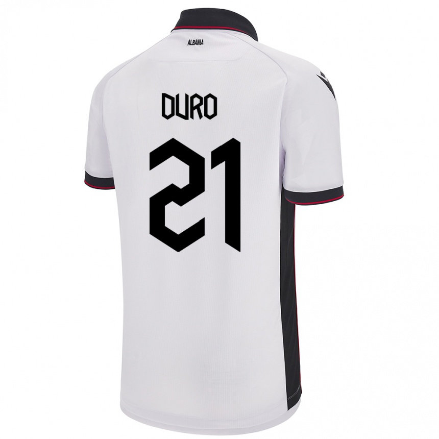 Mujer Fútbol Camiseta Albania Dejvi Duro #21 Blanco 2ª Equipación 24-26
