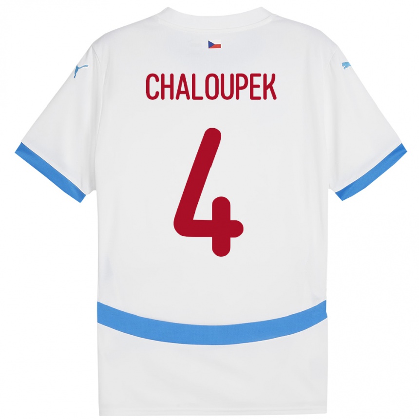 Mujer Fútbol Camiseta Chequia Stepan Chaloupek #4 Blanco 2ª Equipación 24-26