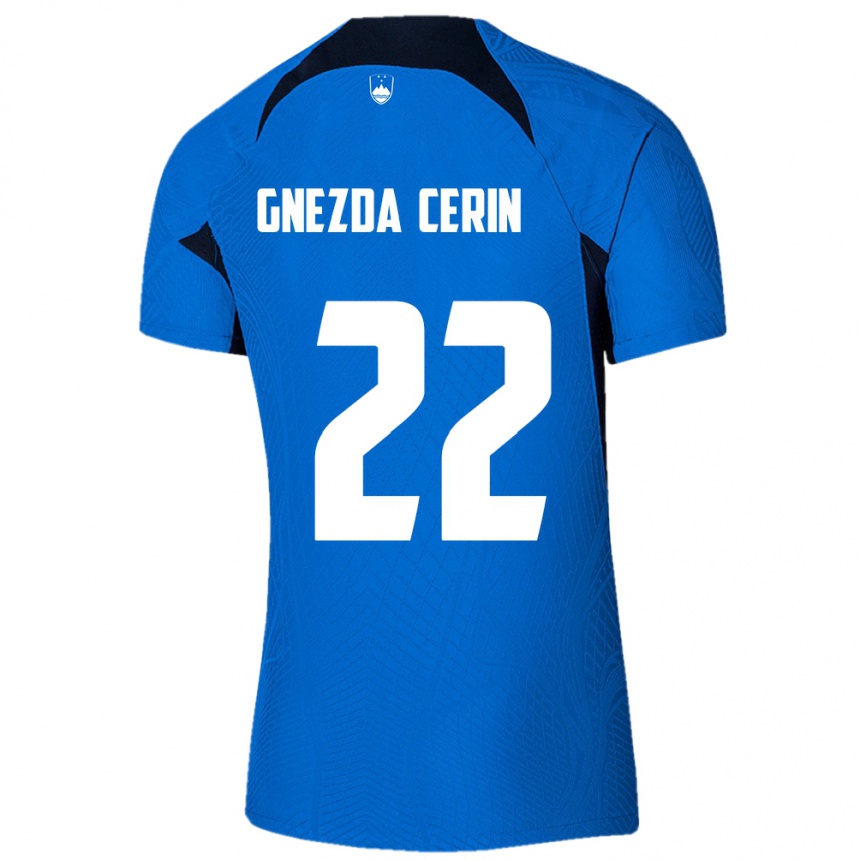 Mujer Fútbol Camiseta Eslovenia Adam Gnezda Cerin #22 Azul 2ª Equipación 24-26