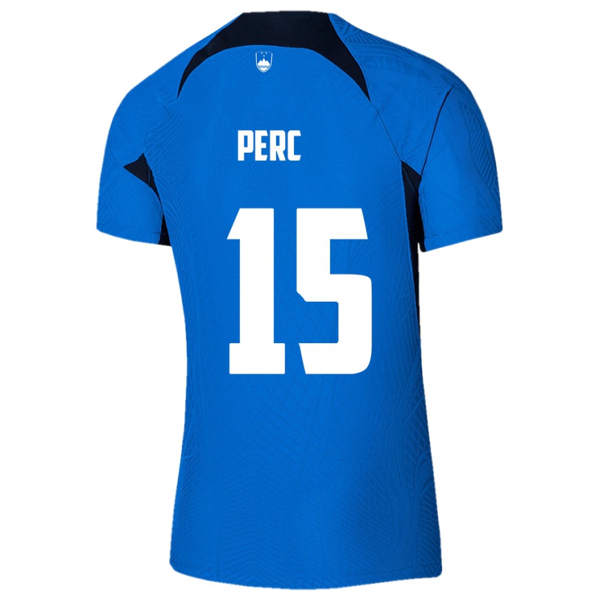 Mujer Fútbol Camiseta Eslovenia Nick Perc #15 Azul 2ª Equipación 24-26