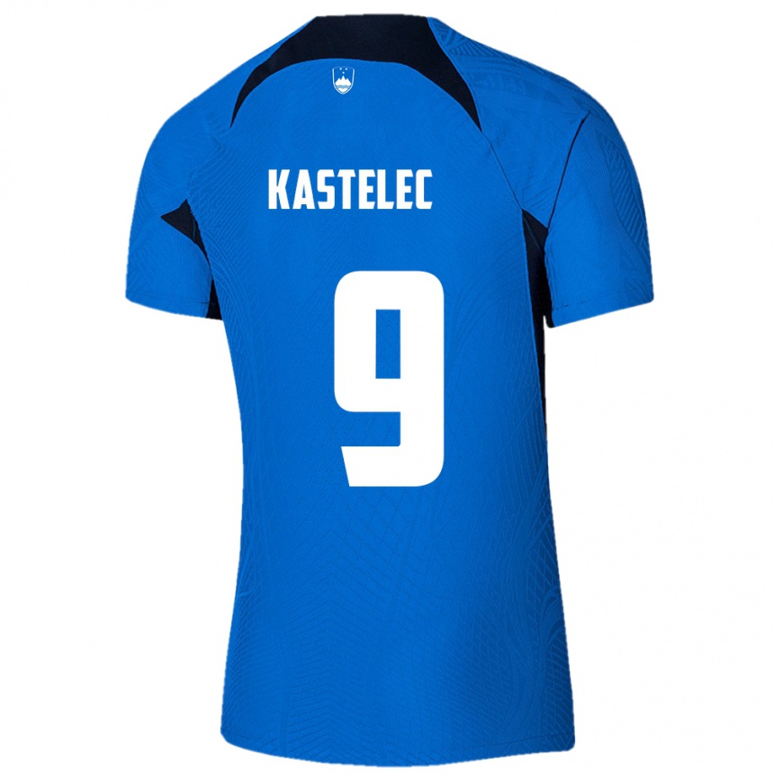 Mujer Fútbol Camiseta Eslovenia Mirjam Kastelec #9 Azul 2ª Equipación 24-26