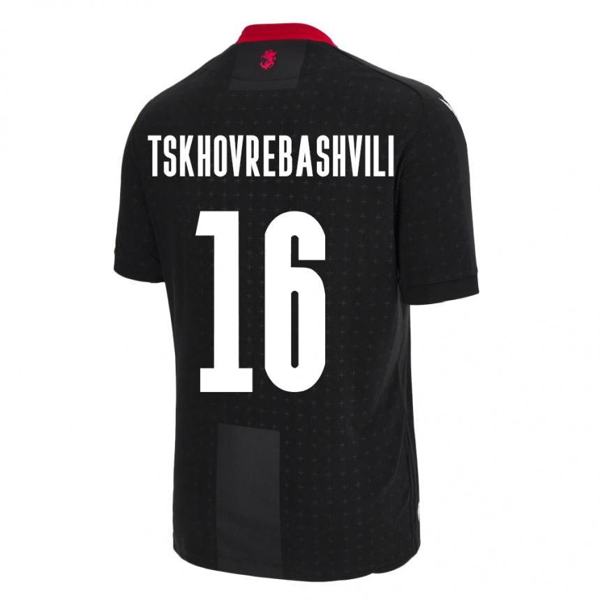 Mujer Fútbol Camiseta Georgia Nikoloz Tskhovrebashvili #16 Negro 2ª Equipación 24-26