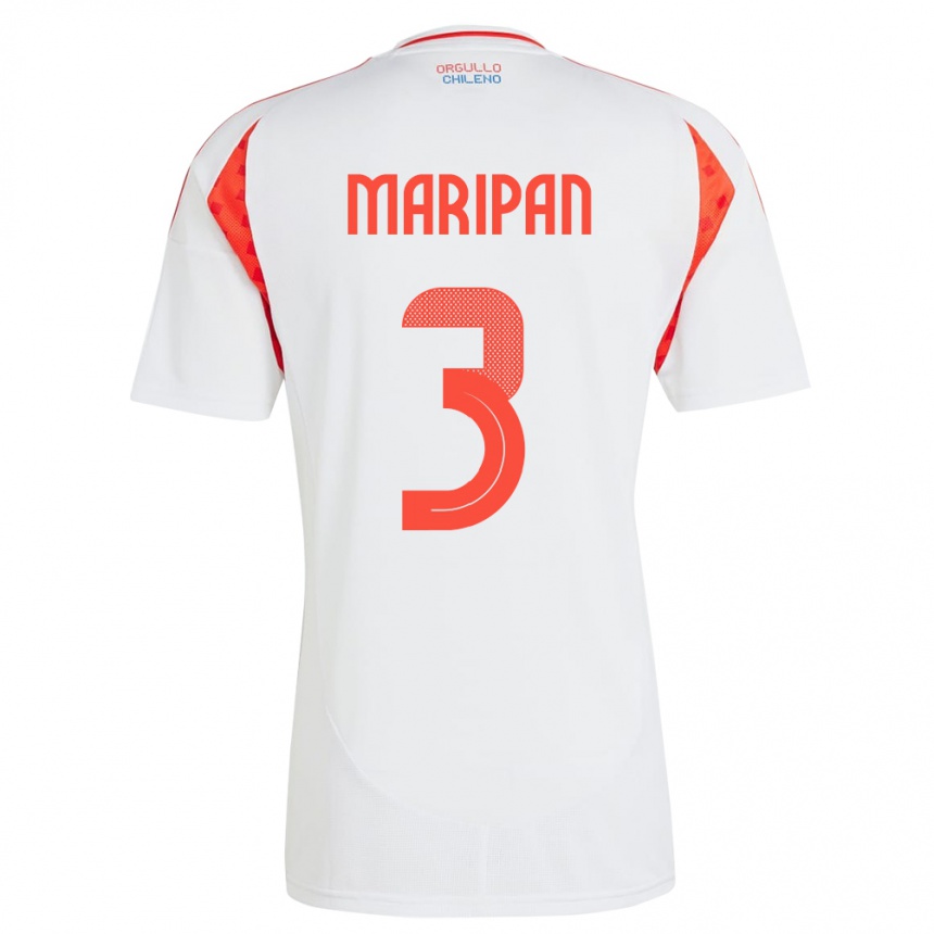 Mujer Fútbol Camiseta Chile Guillermo Maripán #3 Blanco 2ª Equipación 24-26