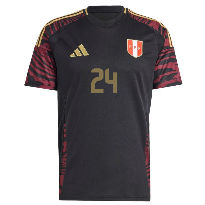 Mujer Fútbol Camiseta Perú Álex Valera #24 Negro 2ª Equipación 24-26