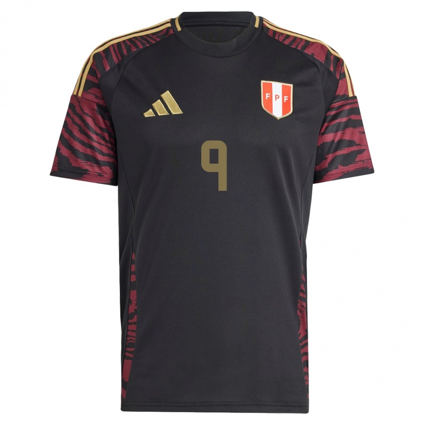 Mujer Fútbol Camiseta Perú Paolo Guerrero #9 Negro 2ª Equipación 24-26