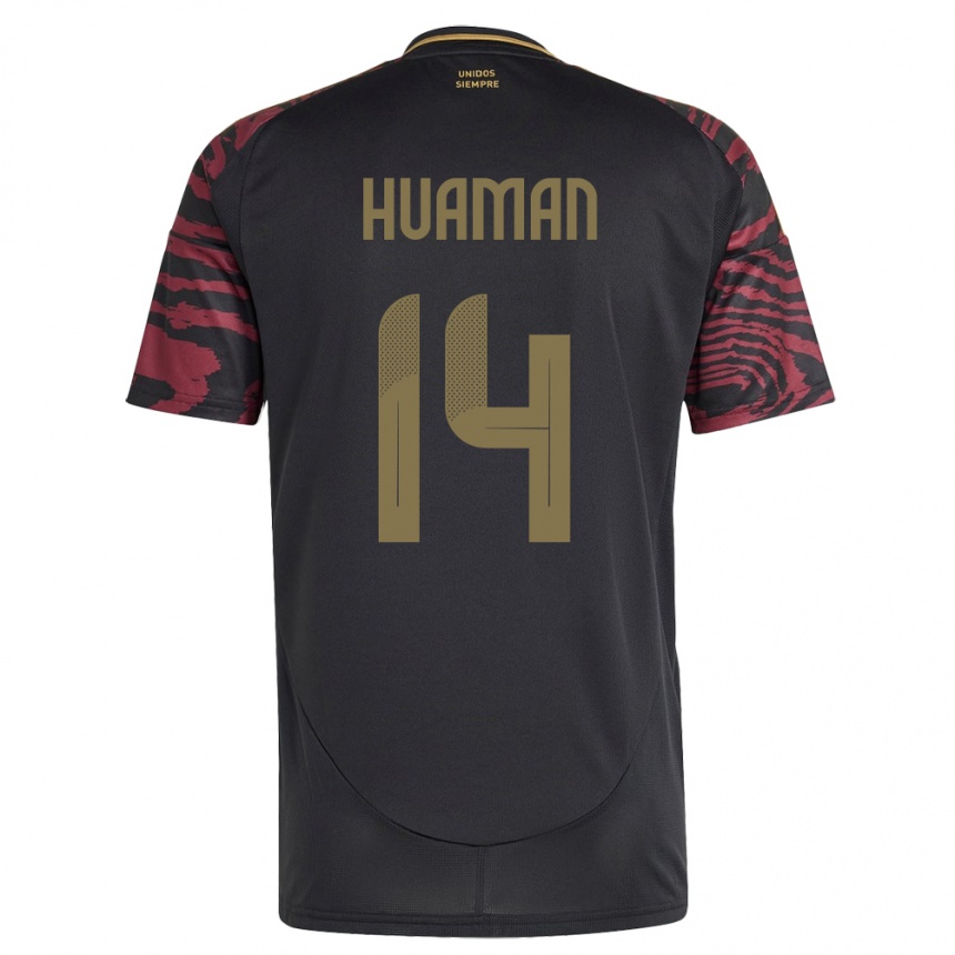 Mujer Fútbol Camiseta Perú Marco Huamán #14 Negro 2ª Equipación 24-26
