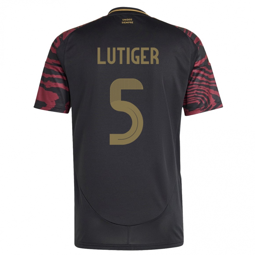 Mujer Fútbol Camiseta Perú Rafael Lutiger #5 Negro 2ª Equipación 24-26