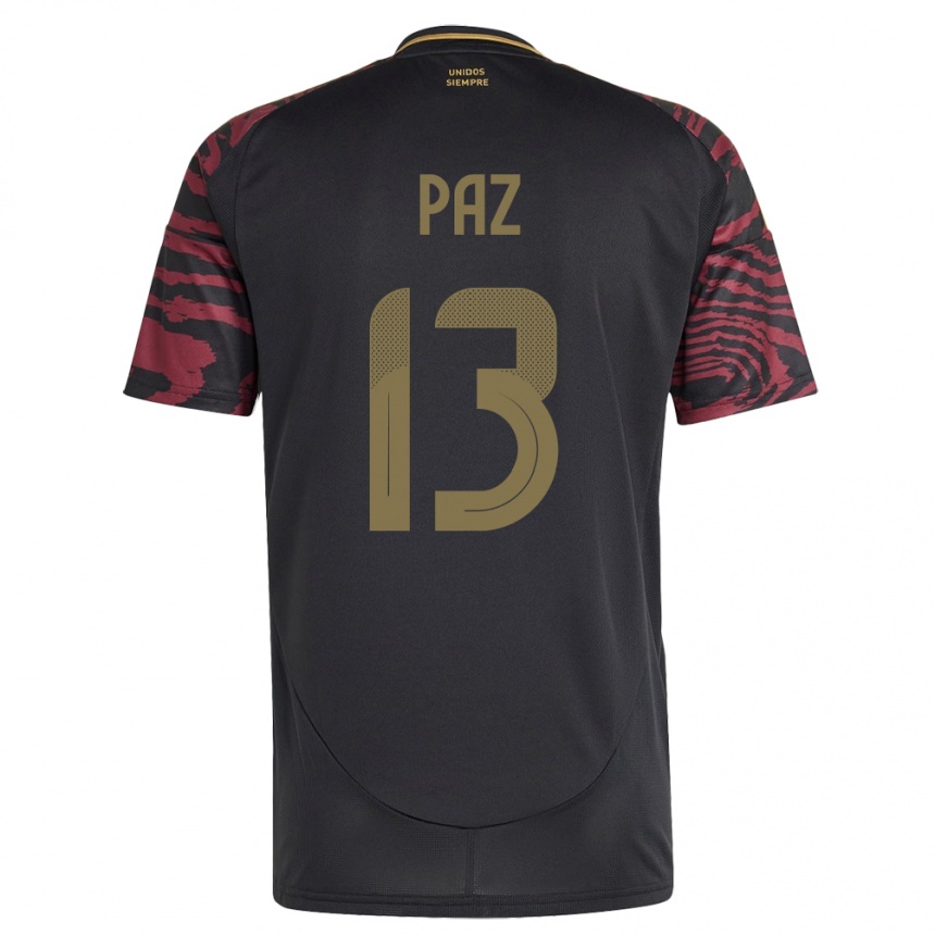 Mujer Fútbol Camiseta Perú Braidy Paz #13 Negro 2ª Equipación 24-26