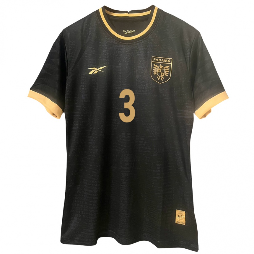 Mujer Fútbol Camiseta Panamá Wendy Natis #3 Negro 2ª Equipación 24-26