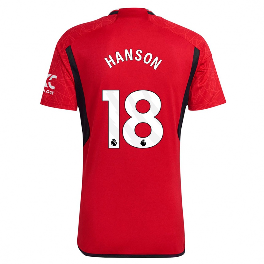 Niño Fútbol Camiseta Kirsty Hanson #18 Rojo 1ª Equipación 2023/24