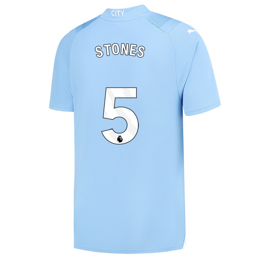 Niño Fútbol Camiseta John Stones #5 Azul Claro 1ª Equipación 2023/24