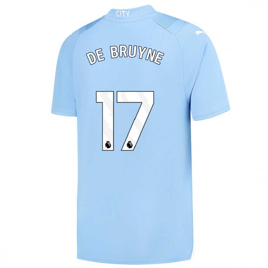 Niño Fútbol Camiseta Kevin De Bruyne #17 Azul Claro 1ª Equipación 2023/24