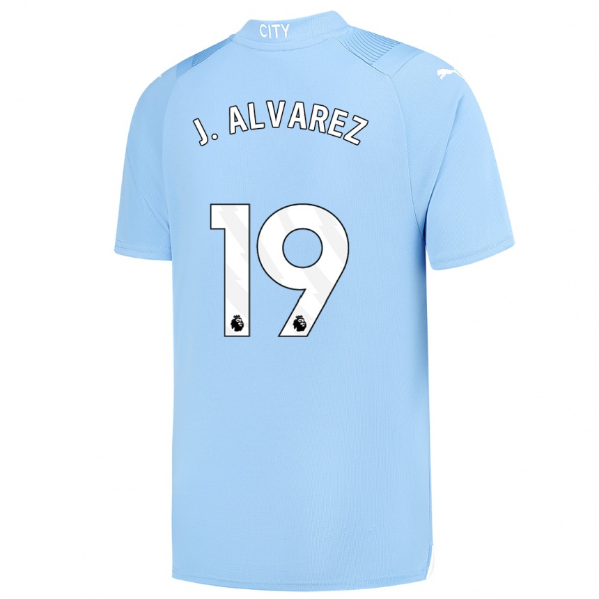 Niño Fútbol Camiseta Julian Alvarez #19 Azul Claro 1ª Equipación 2023/24