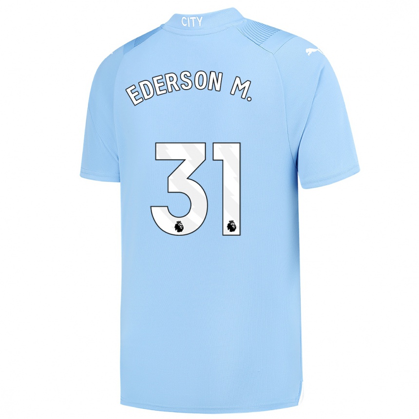 Niño Fútbol Camiseta Ederson Moraes #31 Azul Claro 1ª Equipación 2023/24