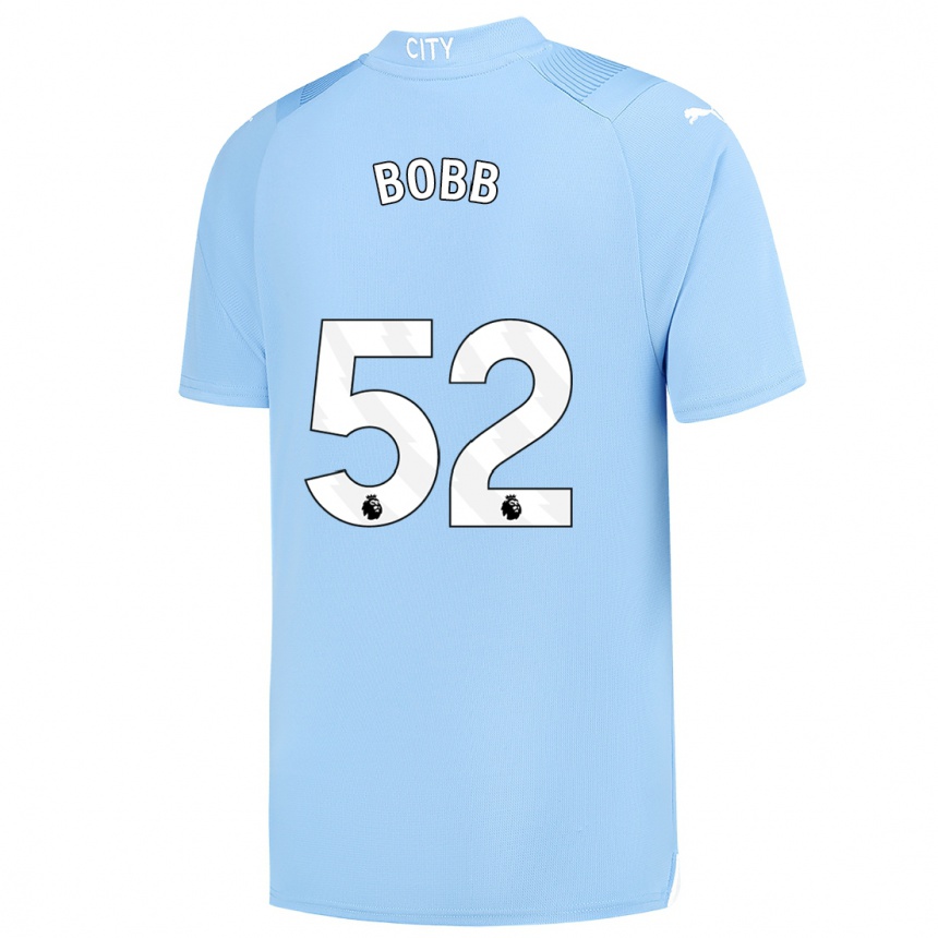 Niño Fútbol Camiseta Oscar Bobb #52 Azul Claro 1ª Equipación 2023/24