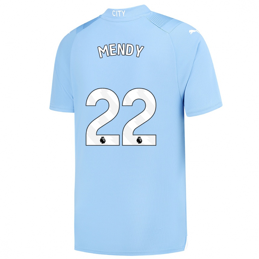 Niño Fútbol Camiseta Benjamin Mendy #22 Azul Claro 1ª Equipación 2023/24