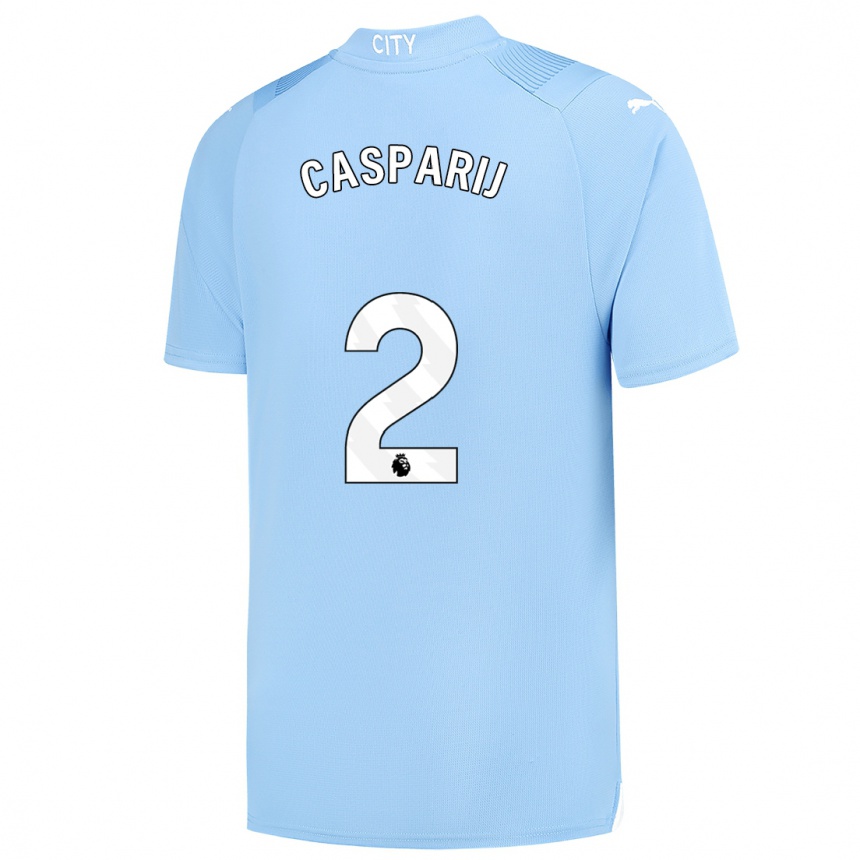 Niño Fútbol Camiseta Kerstin Casparij #2 Azul Claro 1ª Equipación 2023/24