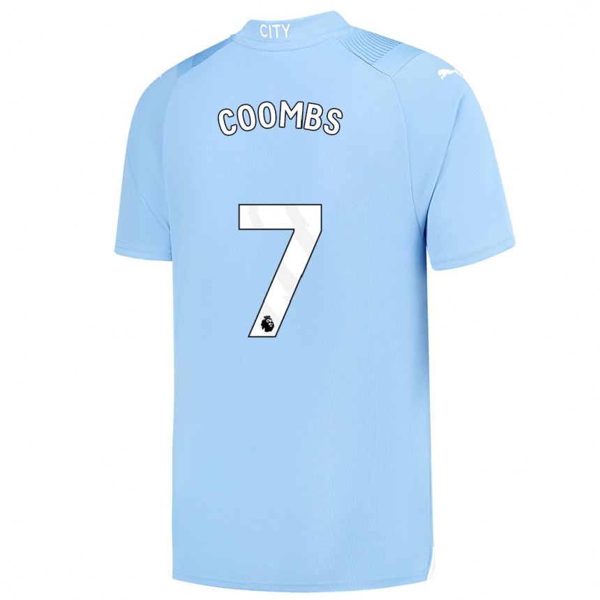 Niño Fútbol Camiseta Laura Coombs #7 Azul Claro 1ª Equipación 2023/24