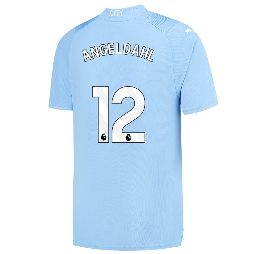 Niño Fútbol Camiseta Filippa Angeldahl #12 Azul Claro 1ª Equipación 2023/24