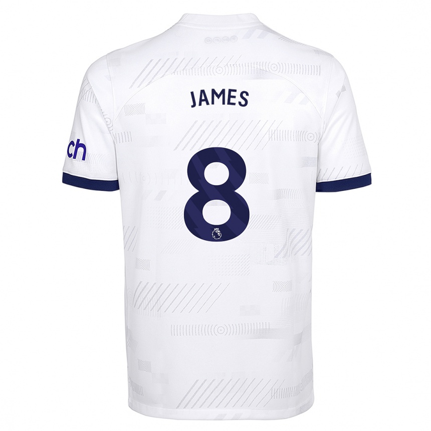 Niño Fútbol Camiseta Angharad James #8 Blanco 1ª Equipación 2023/24