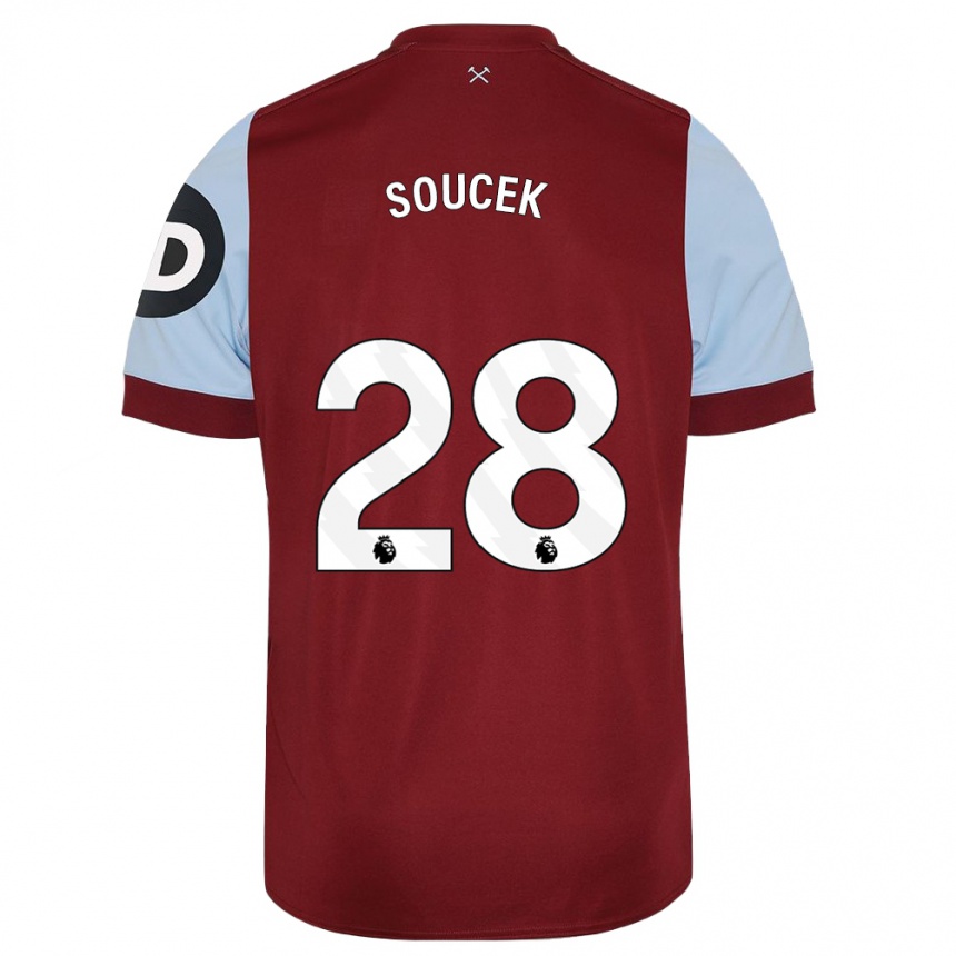 Niño Fútbol Camiseta Tomas Soucek #28 Granate 1ª Equipación 2023/24