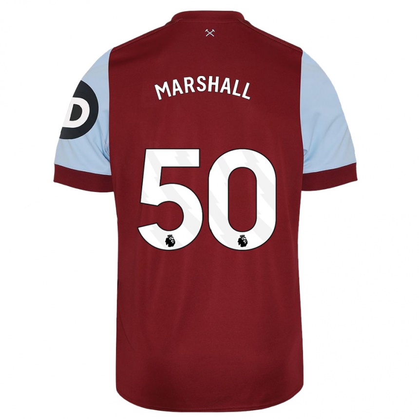 Niño Fútbol Camiseta Callum Marshall #50 Granate 1ª Equipación 2023/24