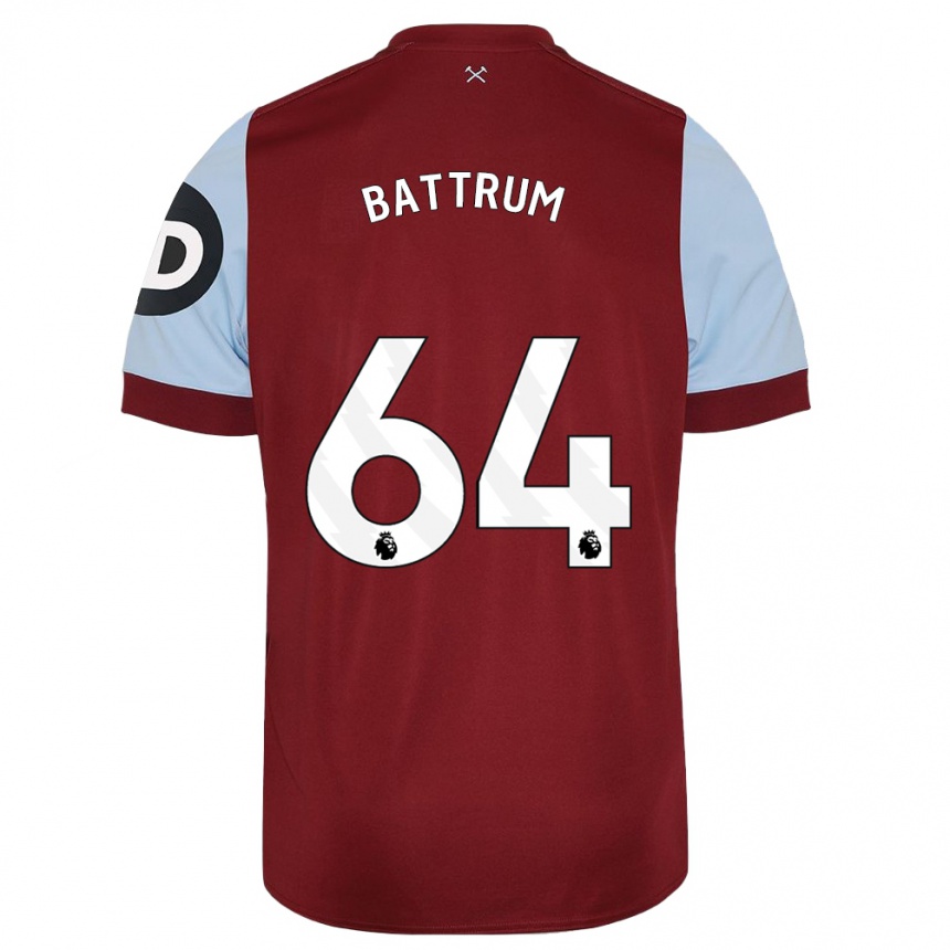 Niño Fútbol Camiseta Ryan Battrum #64 Granate 1ª Equipación 2023/24