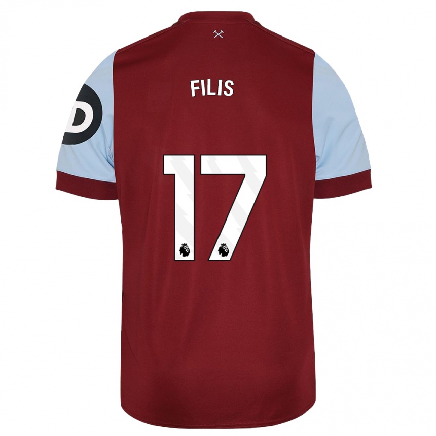 Niño Fútbol Camiseta Melisa Filis #17 Granate 1ª Equipación 2023/24