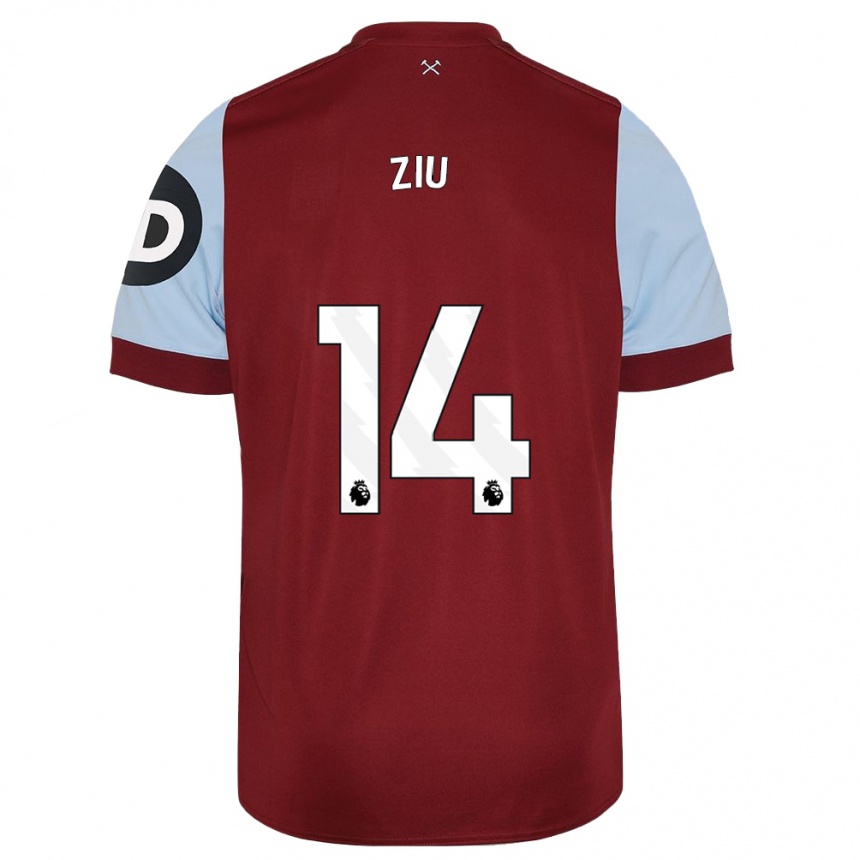 Niño Fútbol Camiseta Jessica Ziu #14 Granate 1ª Equipación 2023/24