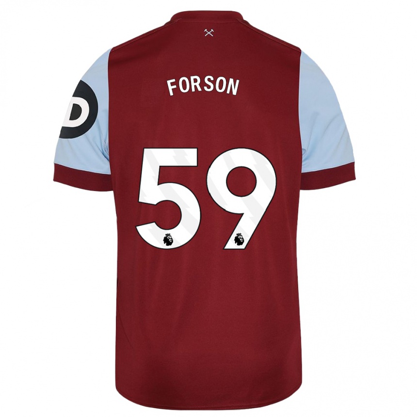 Niño Fútbol Camiseta Keenan Forson #59 Granate 1ª Equipación 2023/24