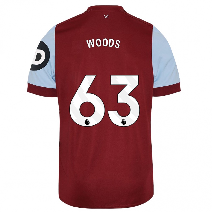 Niño Fútbol Camiseta Archie Woods #63 Granate 1ª Equipación 2023/24