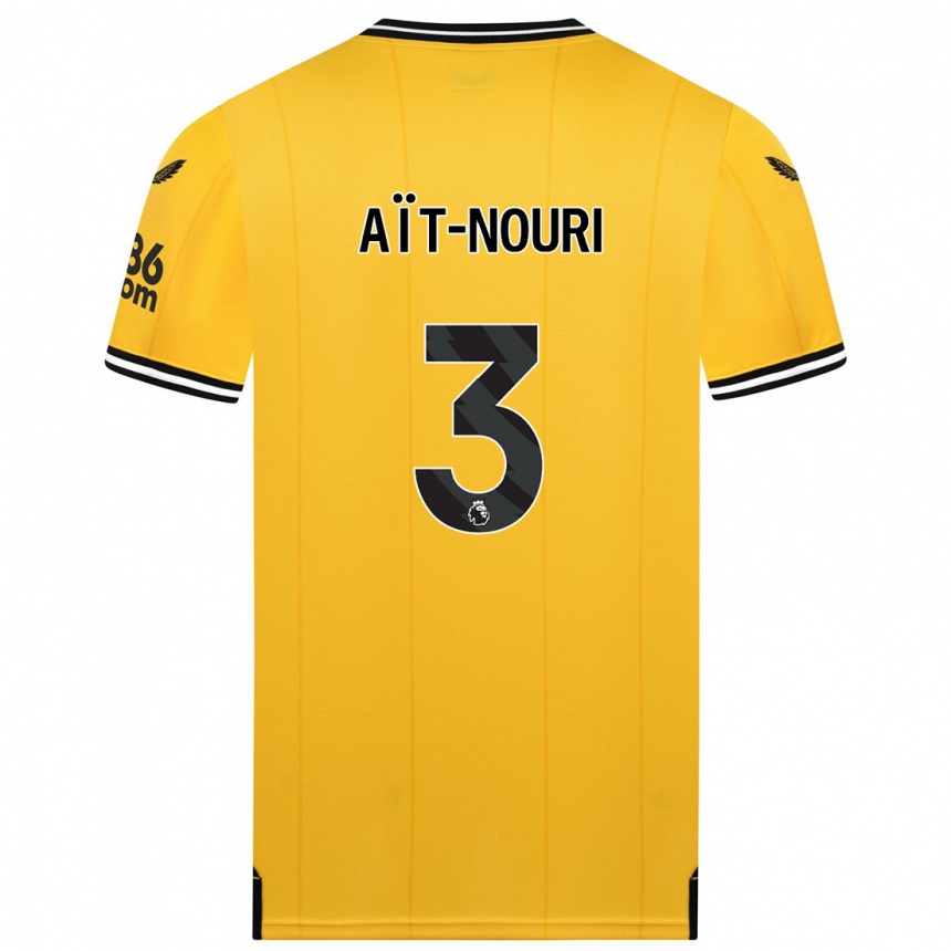 Niño Fútbol Camiseta Rayan Aït-Nouri #3 Amarillo 1ª Equipación 2023/24