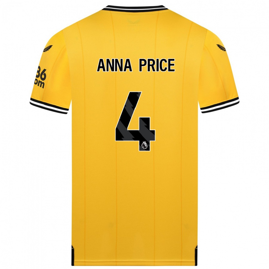 Niño Fútbol Camiseta Anna Price #4 Amarillo 1ª Equipación 2023/24