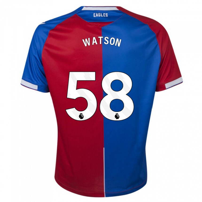 Niño Fútbol Camiseta Noah Watson #58 Rojo Azul 1ª Equipación 2023/24