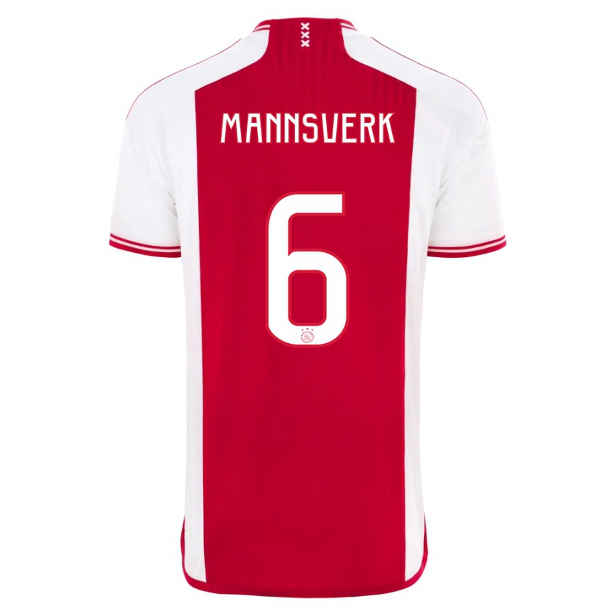 Niño Fútbol Camiseta Sivert Mannsverk #6 Rojo Blanco 1ª Equipación 2023/24