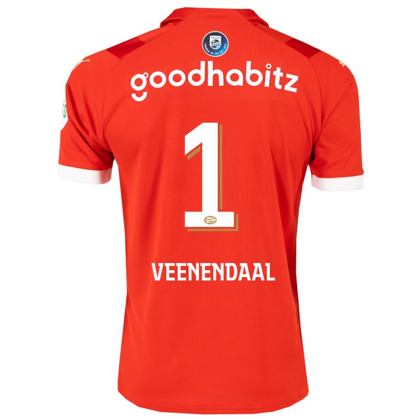 Niño Fútbol Camiseta Sari Van Veenendaal #1 Rojo 1ª Equipación 2023/24