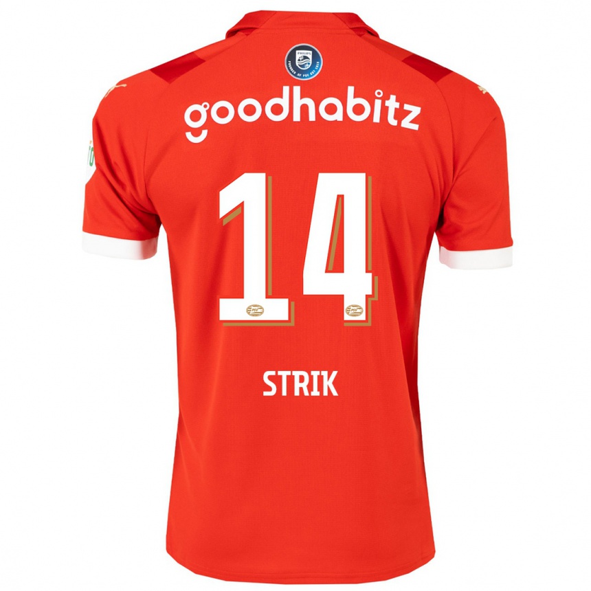 Niño Fútbol Camiseta Laura Strik #14 Rojo 1ª Equipación 2023/24