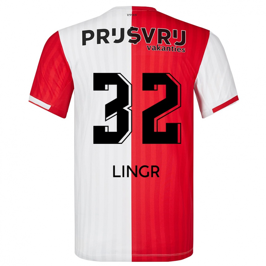 Niño Fútbol Camiseta Ondrej Lingr #32 Rojo Blanco 1ª Equipación 2023/24