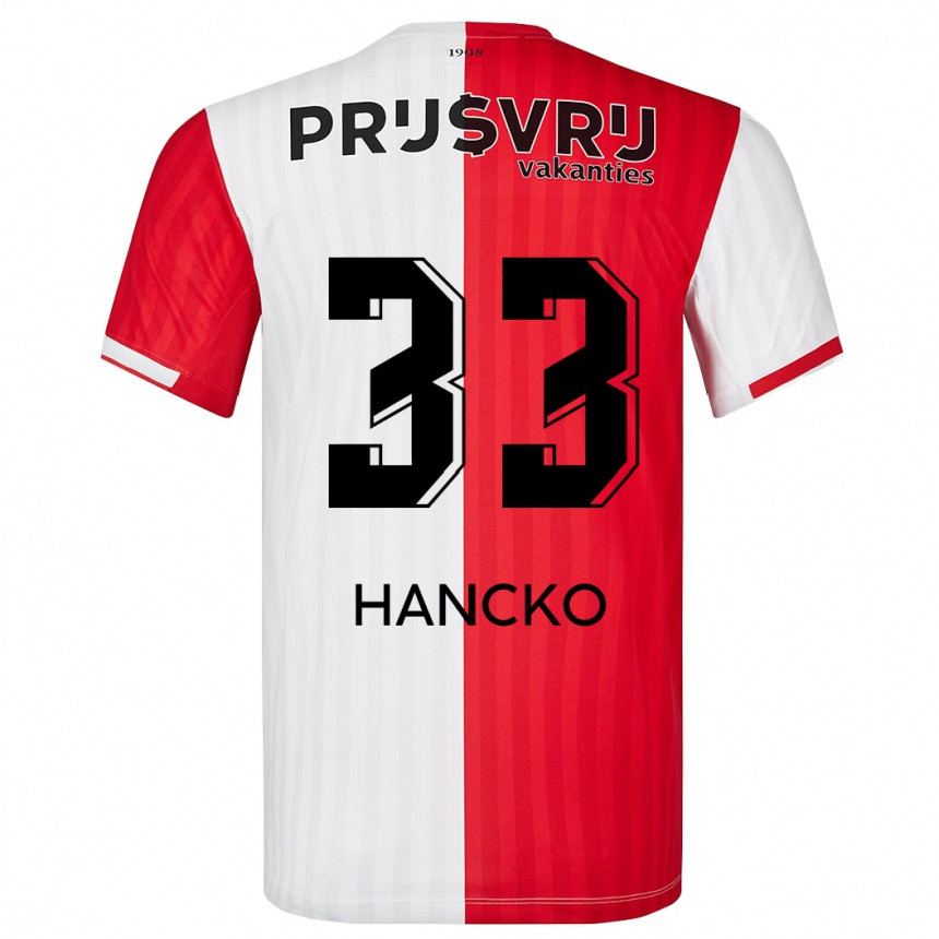 Niño Fútbol Camiseta David Hancko #33 Rojo Blanco 1ª Equipación 2023/24