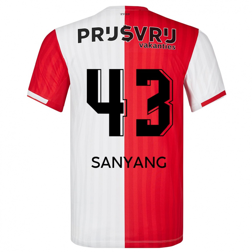 Niño Fútbol Camiseta Amadou-David Sanyang #43 Rojo Blanco 1ª Equipación 2023/24