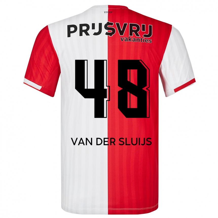 Niño Fútbol Camiseta Joep Van Der Sluijs #48 Rojo Blanco 1ª Equipación 2023/24