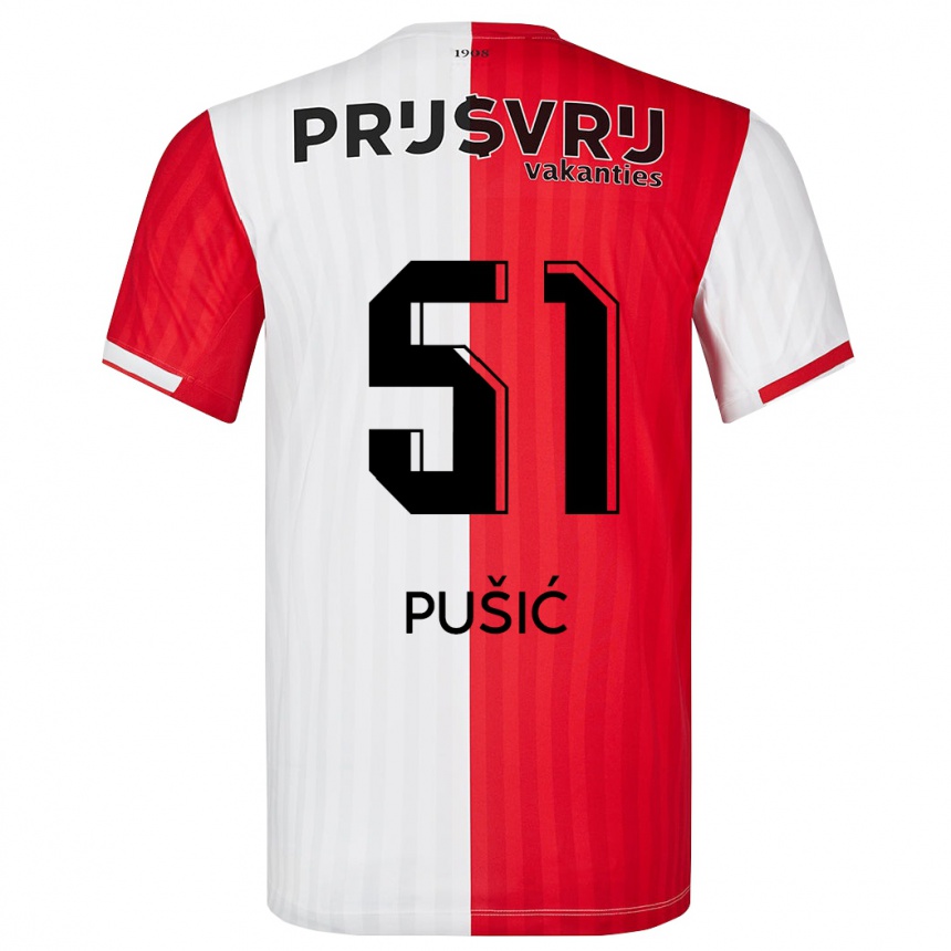 Niño Fútbol Camiseta Noah Pušić #51 Rojo Blanco 1ª Equipación 2023/24