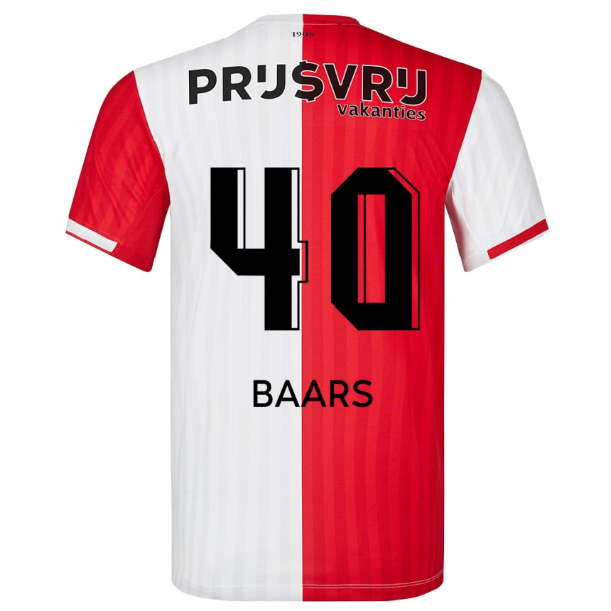 Niño Fútbol Camiseta Guus Baars #40 Rojo Blanco 1ª Equipación 2023/24